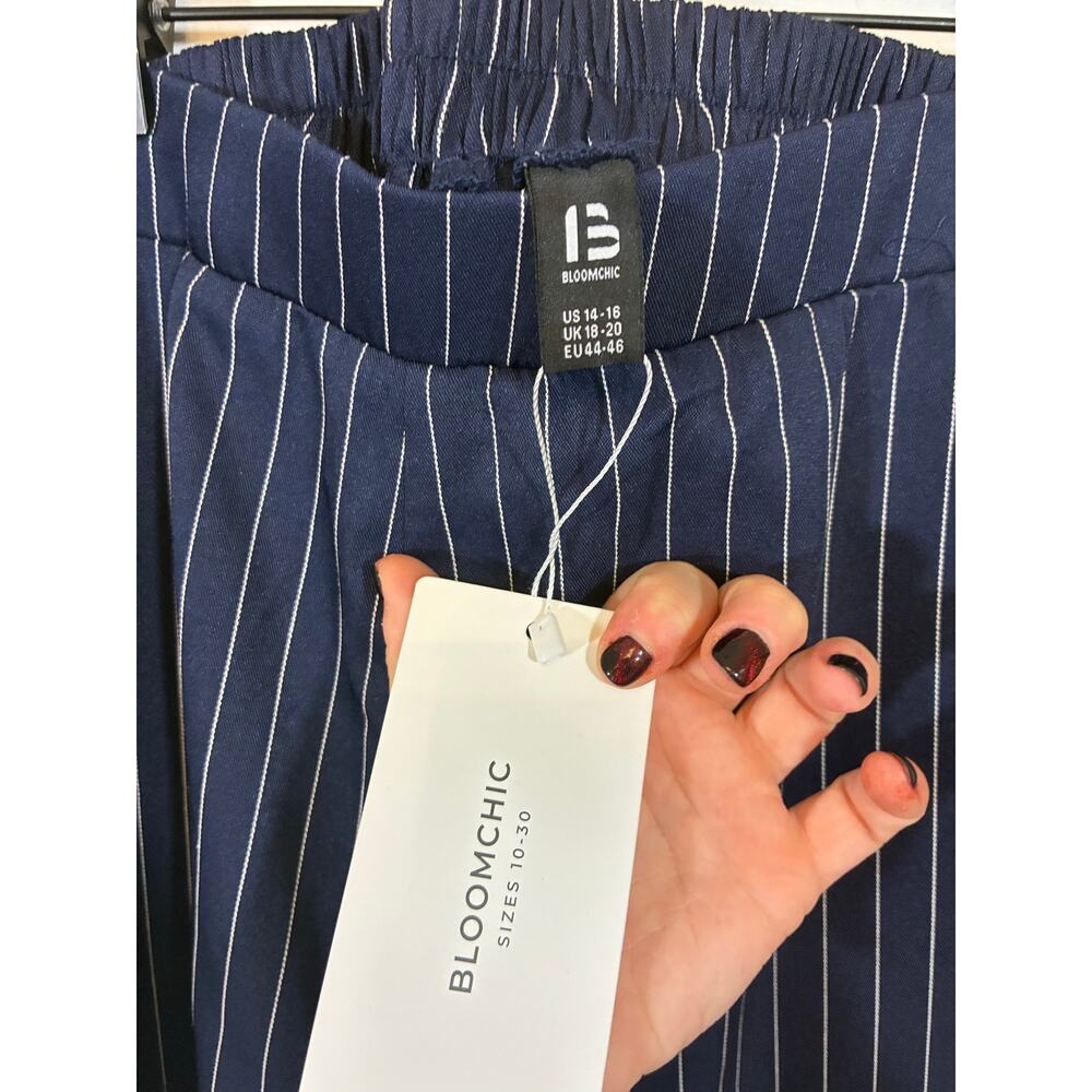 NWT BloomChic Striped Straight Leg Pants Old Money Corporate Career 14-16 - Picture 3 of 4